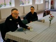 Fire crews enjoying their pancakes